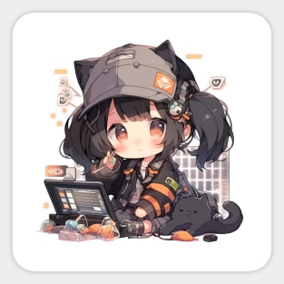 chibi cute girl pc Sticker